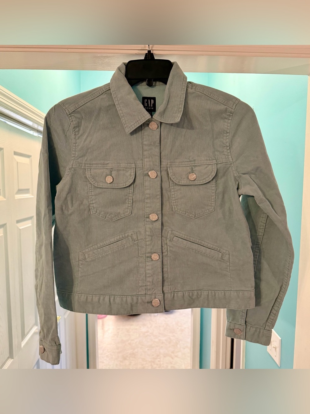 Gap Light Teal Women’s Corduroy Jacket Size Medium NWT
